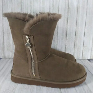 Ugh Bailey Zip Short Shearling Tan Women's 10